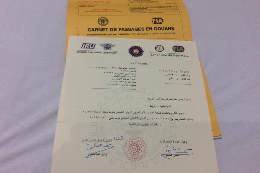 Letter from Automobile Club Egypt and taxi driver