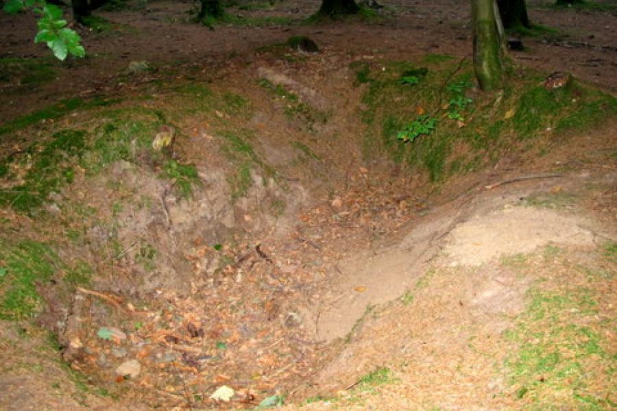 shell scrapes and dugouts still there