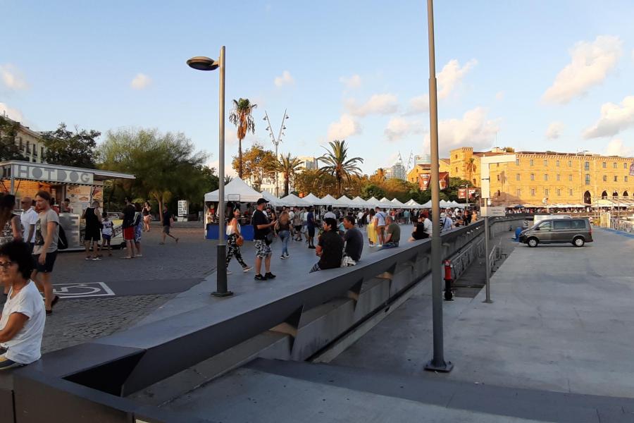 Market stalls by the harbour