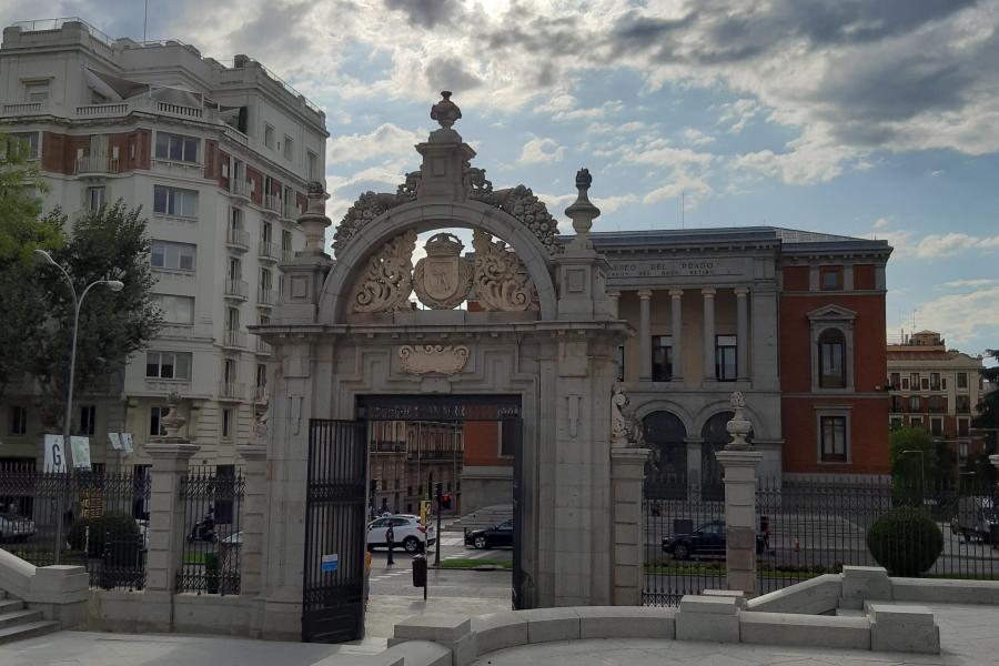 Stone arch entrance Madrid park