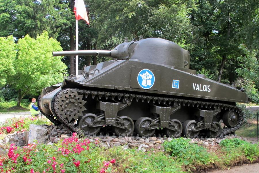 Damaged Sherman in the Falaise Gap