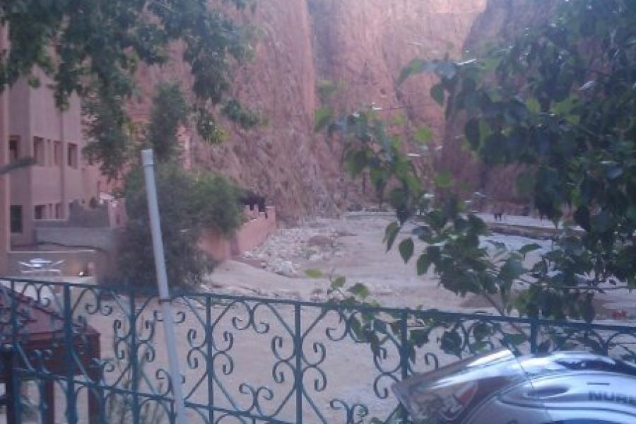 having a coffee at the hotel terrace in Todra gorge