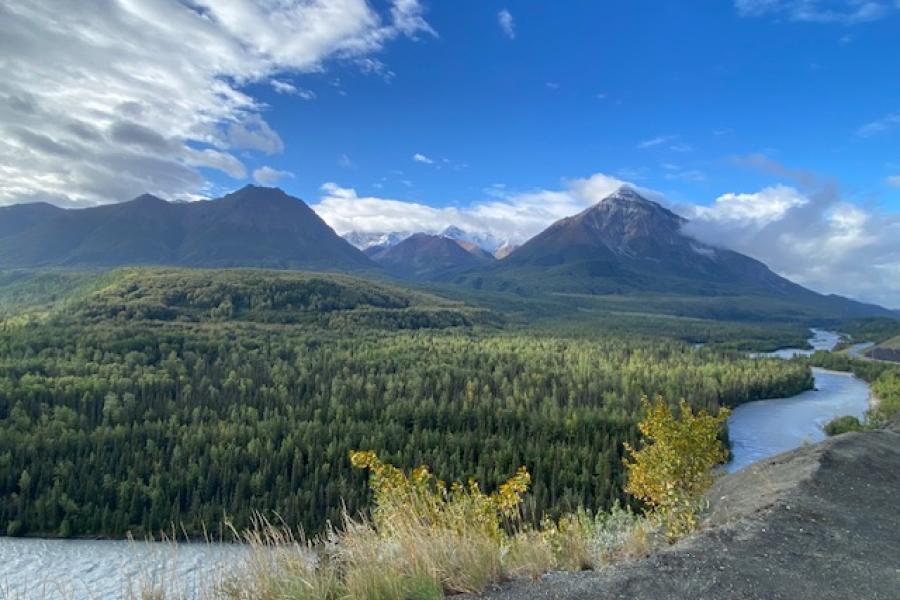 Chugach Mountains about 60 miles from Anchorage enroute to Glenallen, Alaska