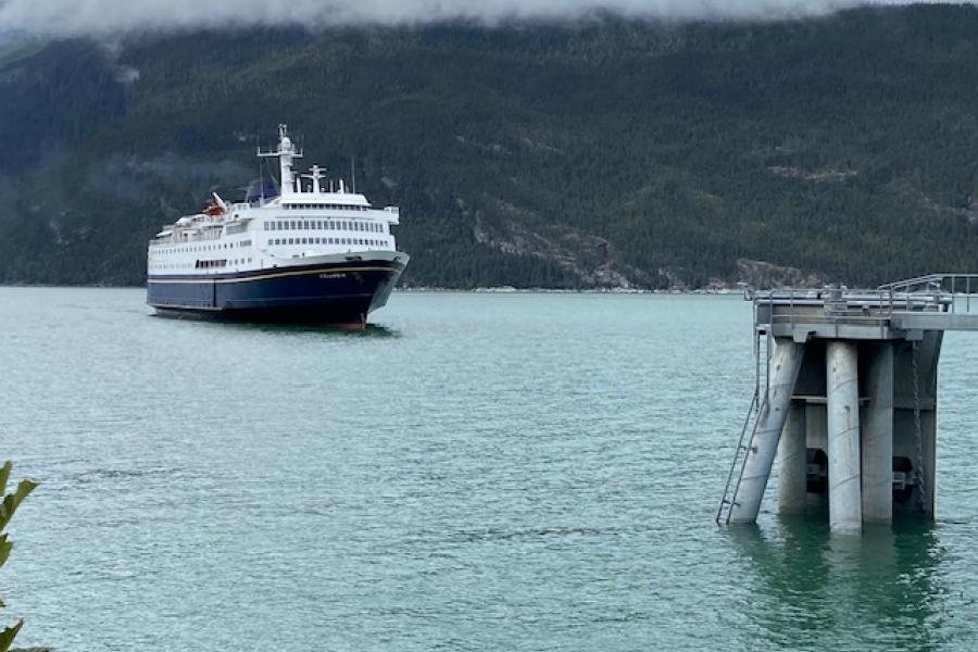 MV COLUMBIA preparing to dock in Haines, Alaska 1800 on 4 Sept 2023