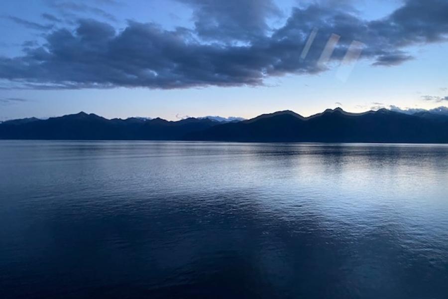 View of the Inside Passage.  The water was smooth as glass for most of the passage except for two hours of open water.