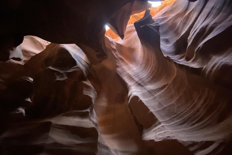 Antelope Canyon-a slot canyon 150feet deep but only 6 feet wide at the bottom