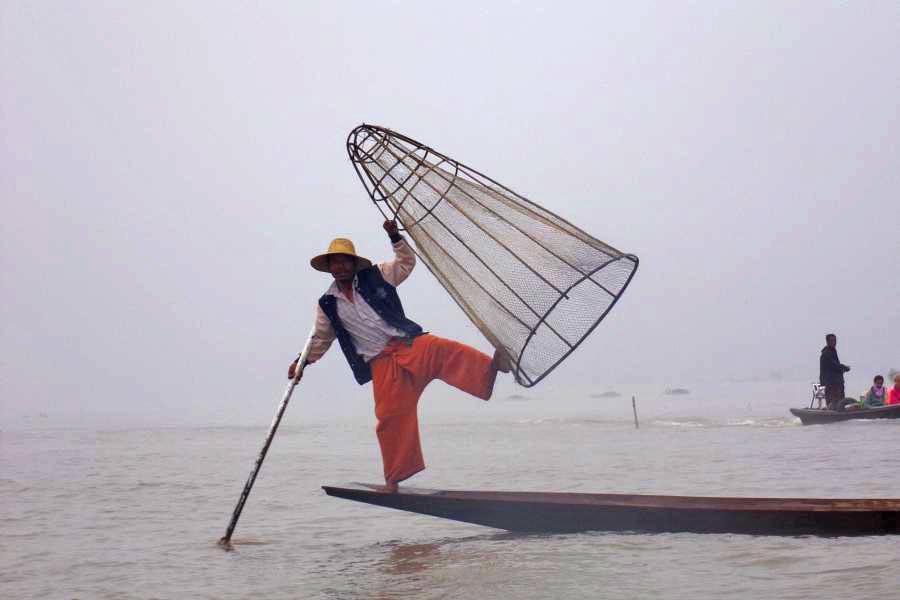 Fisherman on one leg