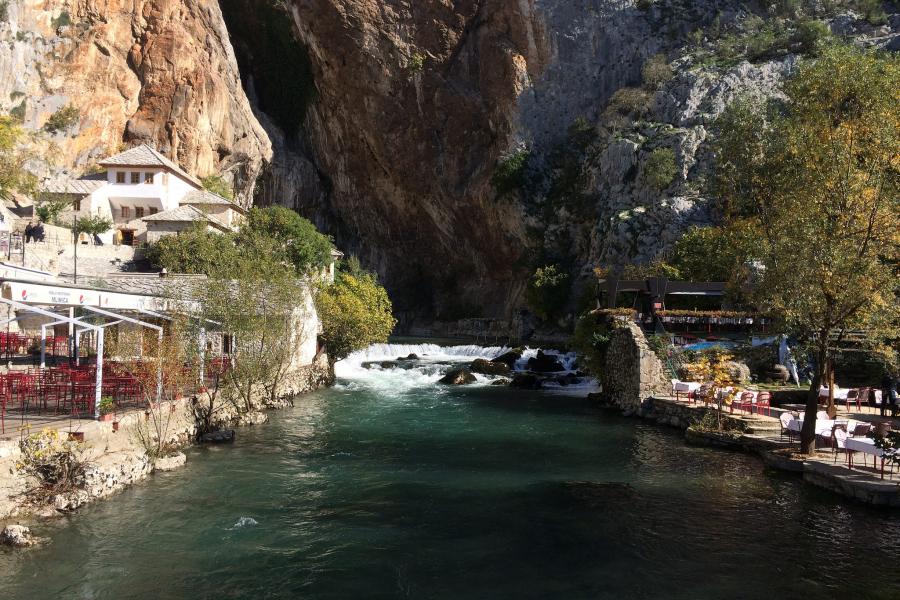 Source of the Buna river and the Blagaj Tekija, Bosnia