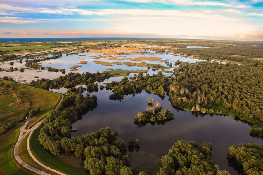 aerial view of Kopacki rit national park