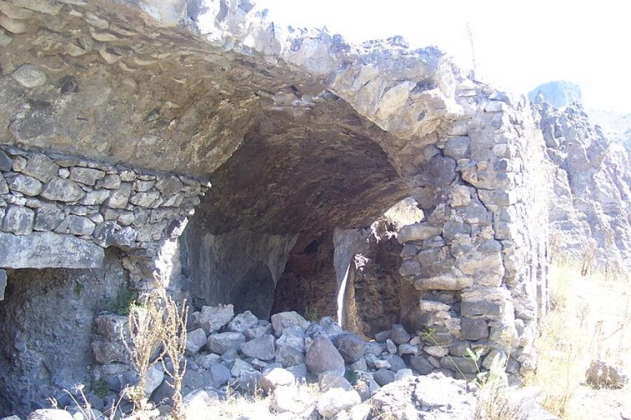 Entrance to one of the Goris cave dwellings, Armenia