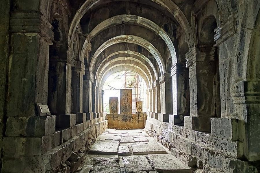 Looking along an arched corridor, Sanahin Monastery, Armenia