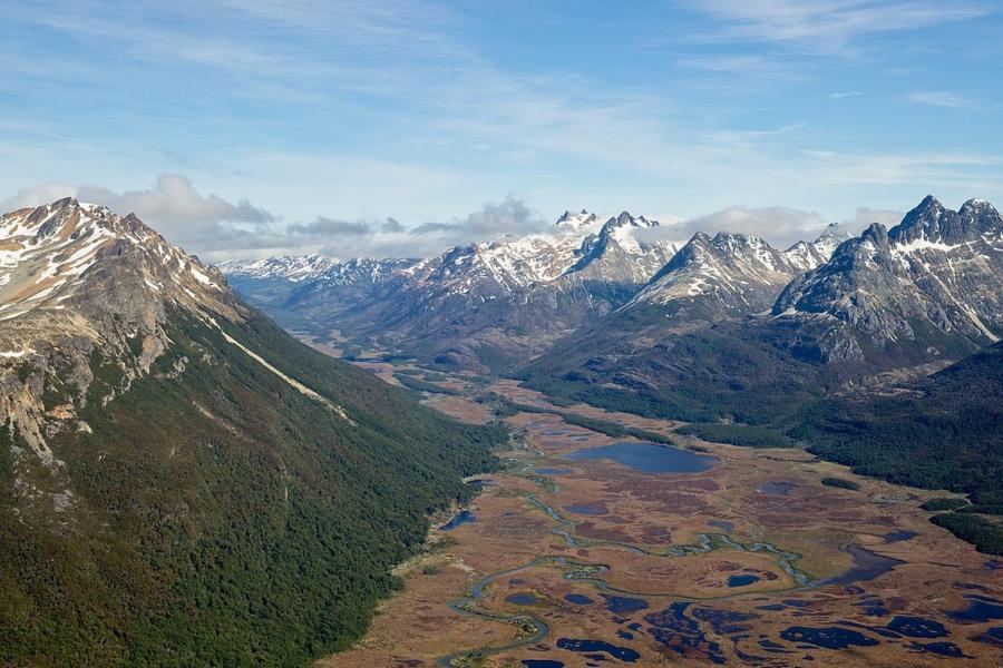 Aerial vista of Tierra del Fuego, Argentina