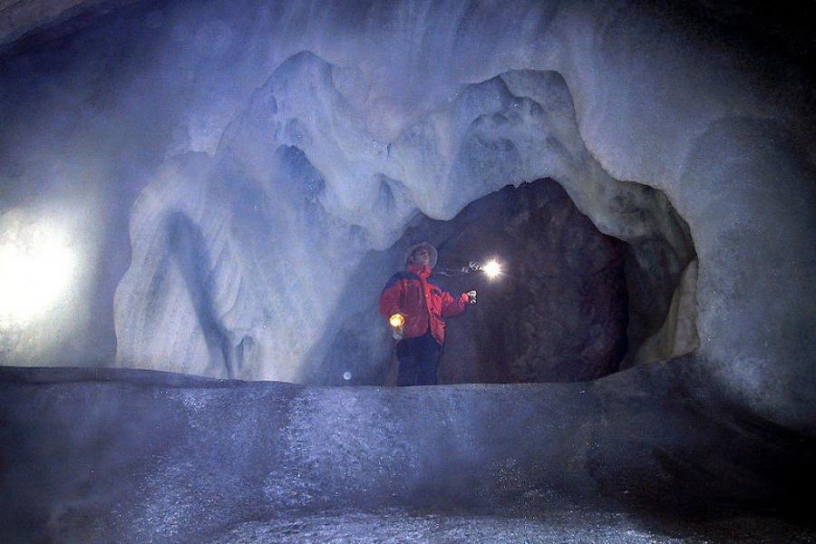 Icy interior of the Eisriesenwelt Cave