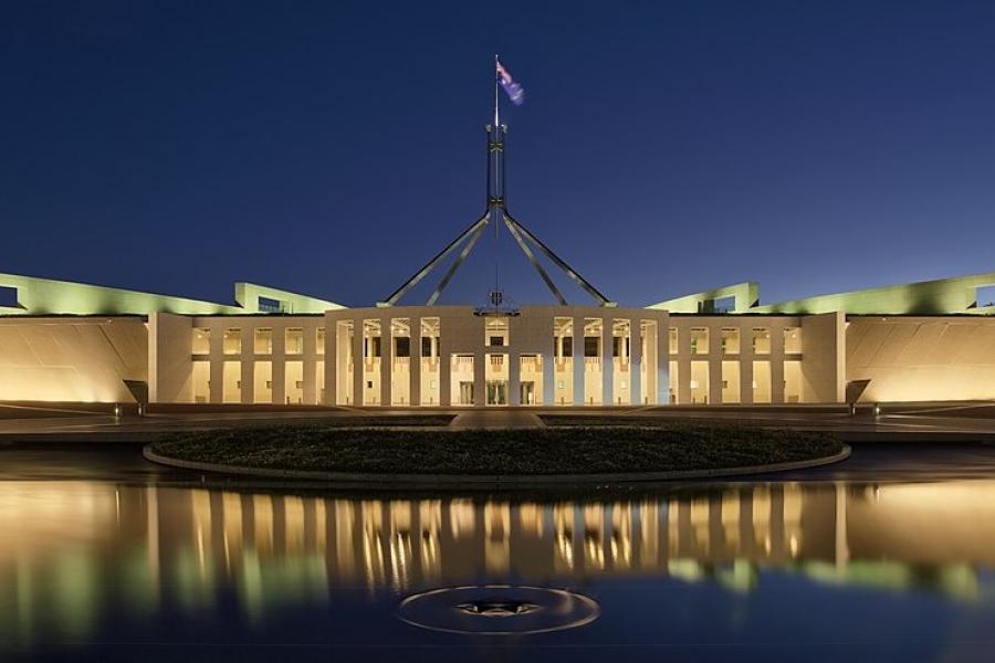 Parliament Building at dusk, Canberra, Australia