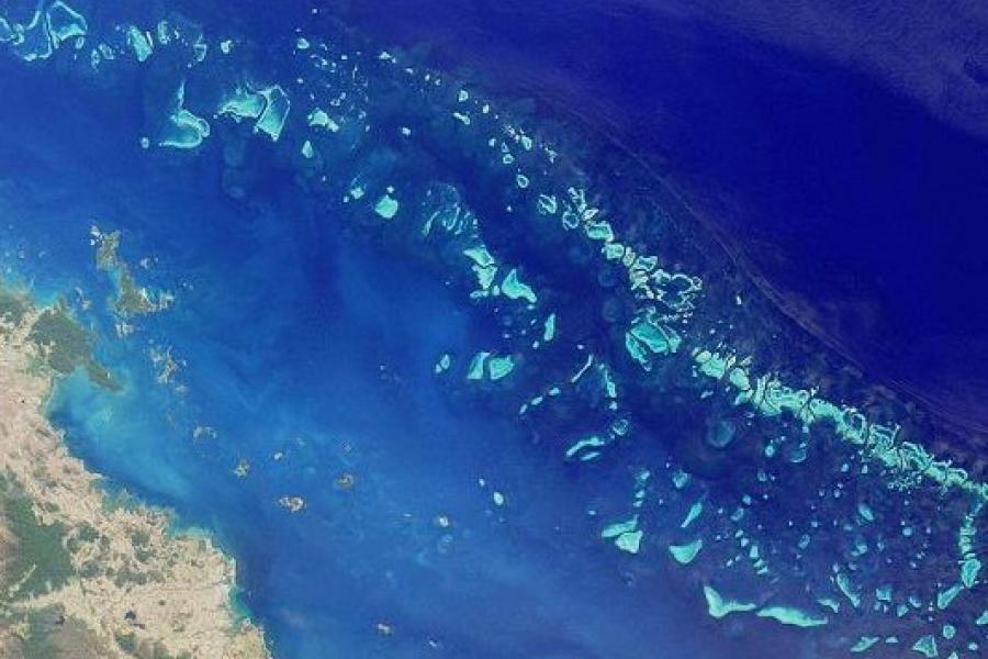 Aerial view of Great Barrier Reef