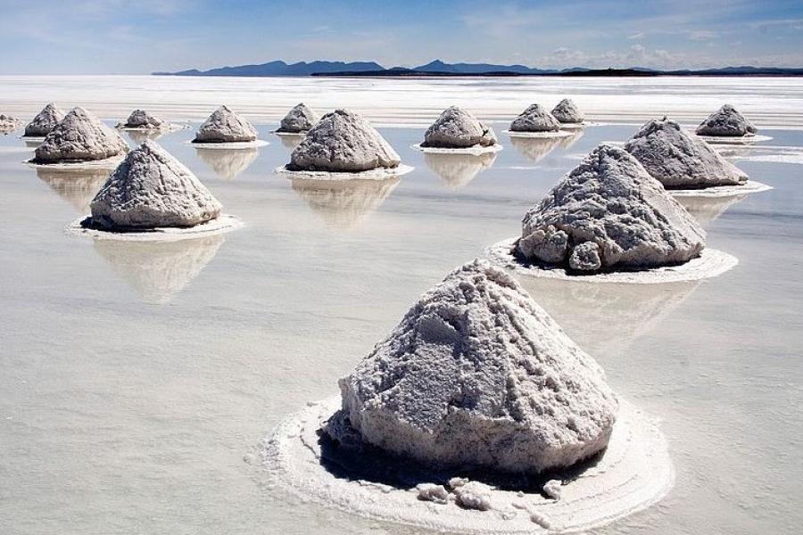 Salt harvest piles, Salar de Uyuni