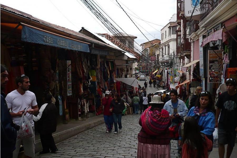 On the streets of the Witches' Market, La Paz, Bolivia