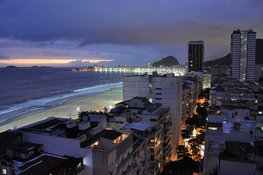 Night scene at a Copacabana beach