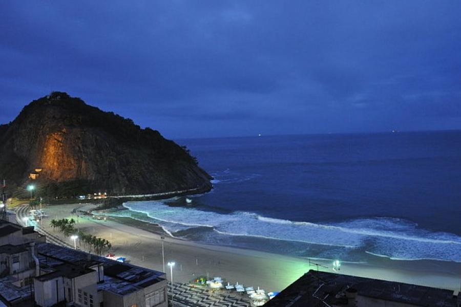 Ocean view at late dusk, Copacabana and Ipanema beaches