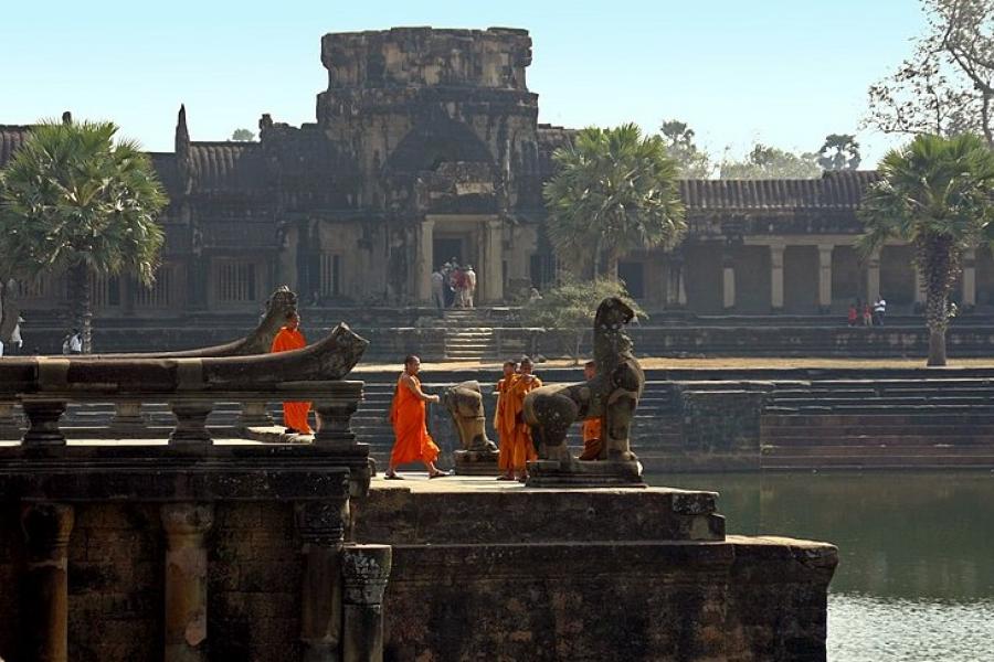 Monks by the water, Angkor Wat