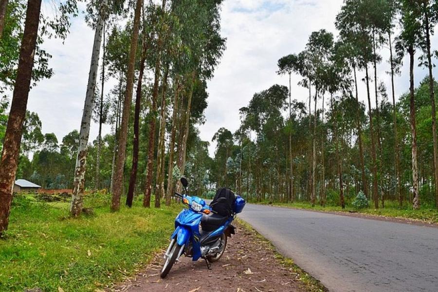 Motorcycle on the road side, Virunga National Park