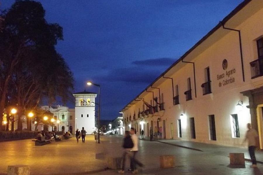 Evening lights in central Popayan, Colombia