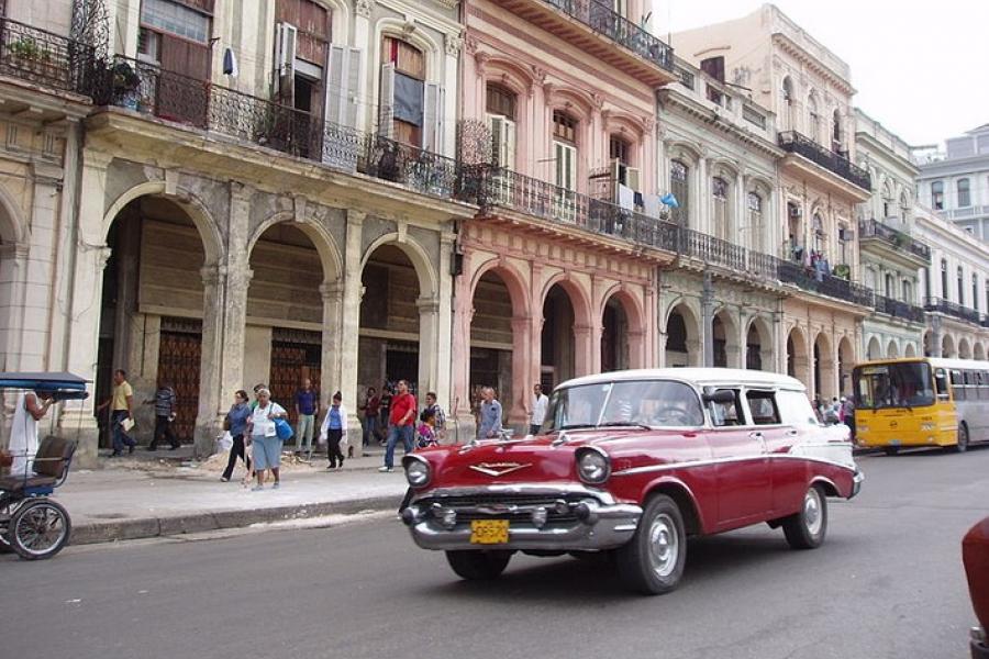 Vintage red car, La Habana Viego (Old Havana), Cuba