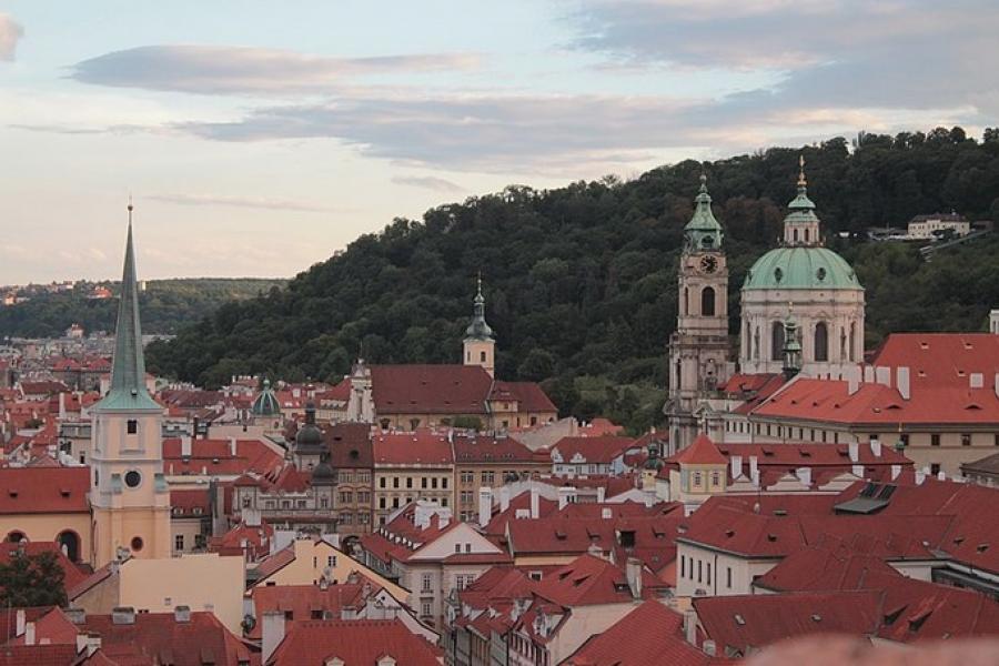 Overview of Prague at dusk