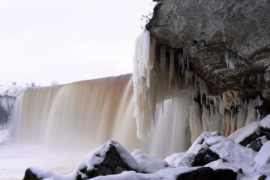 Winter ice formations of the Jagala Waterfall, Estonia