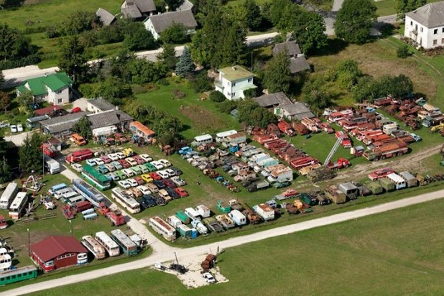 Aerial view of Järva-Jaani Old Vehicles Refuge, Estonia