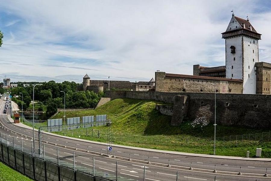 Road in front of the Narva Castle, Estonia