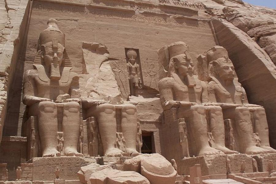 Close up of carvings, Ramesses Temple (Great Temple), Abu Simbel, Egypt