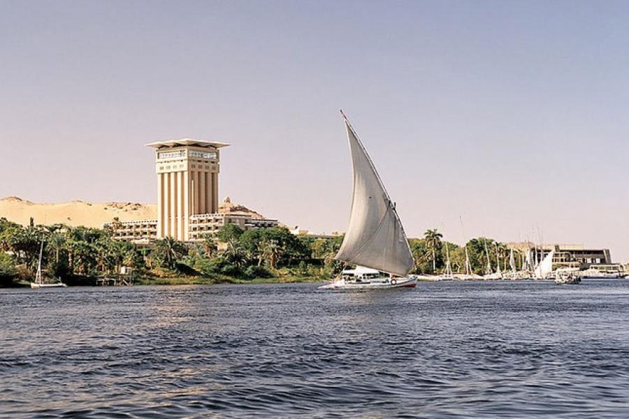 A felucca (Egyptian sailboat) on the Nile, near Luxor, Egypt