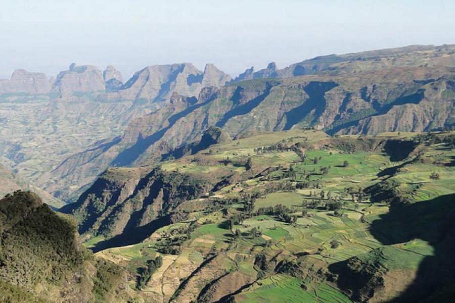 Dramatic carved mountain landscape, Simien Mountains National Park