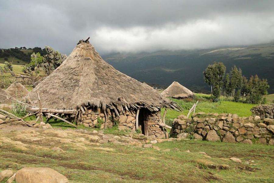 Thatched stone hut, Simien Mountains National Park