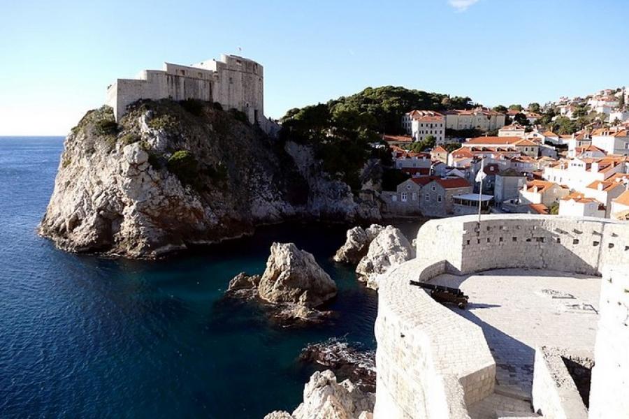 Old city wall by the sea, Dubrovnik, Croatia