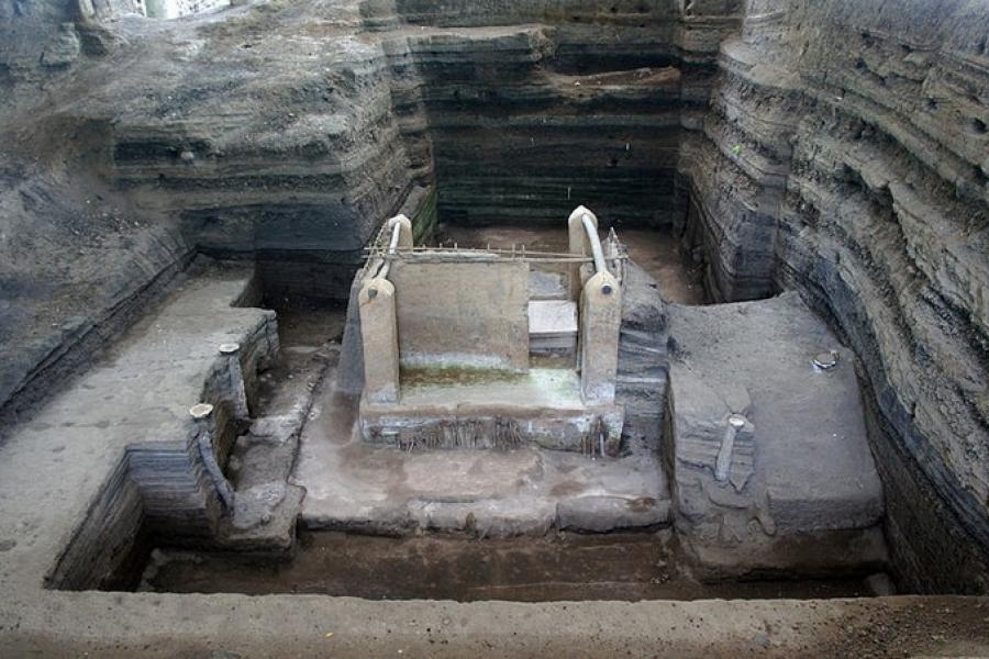 An excavated village structure, Joya de Ceren archaeological site