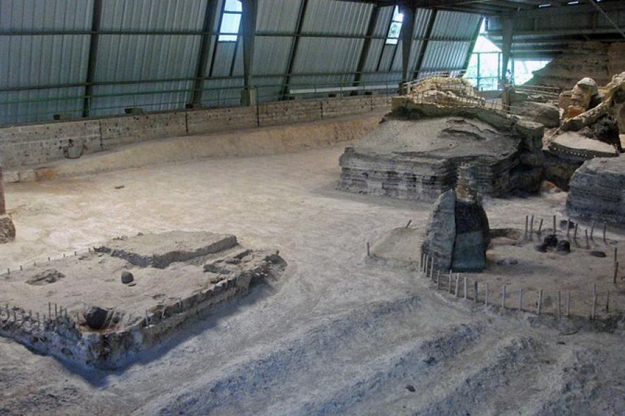 Unearthed area of buried village, Joya de Ceren archaeological site