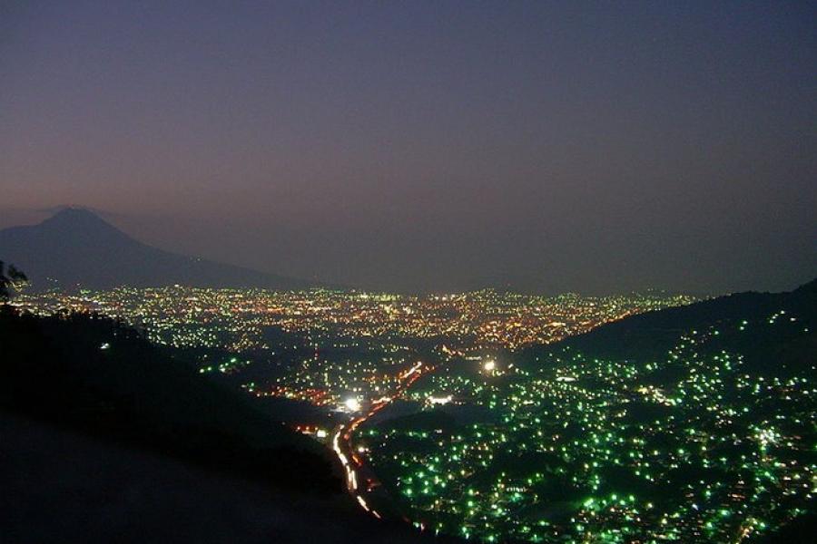 City night lights of San Salvador (Los Planes de Renderos), El Salvador