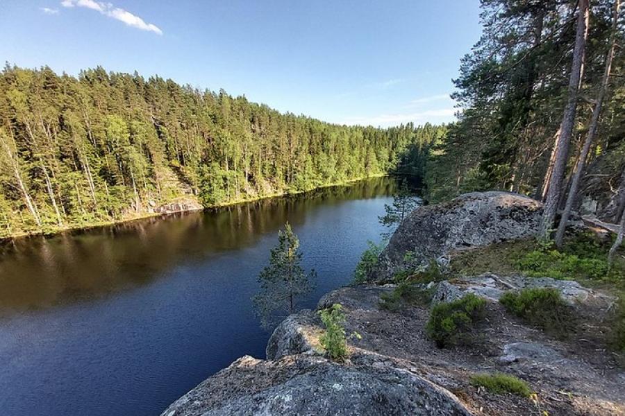 Rocky bluff overlooking a lake, Nuuksio National Park