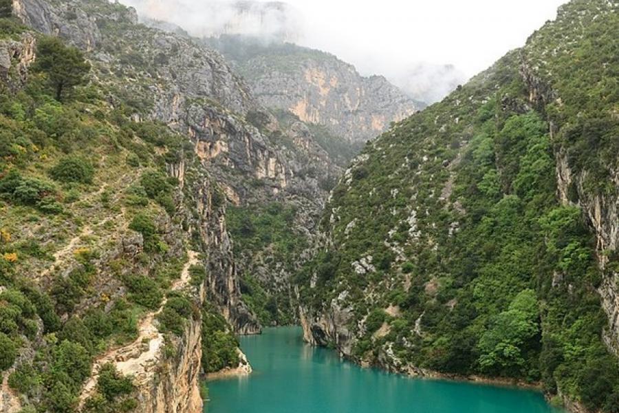 Aqua water and bluffs, Gorges du Verdon