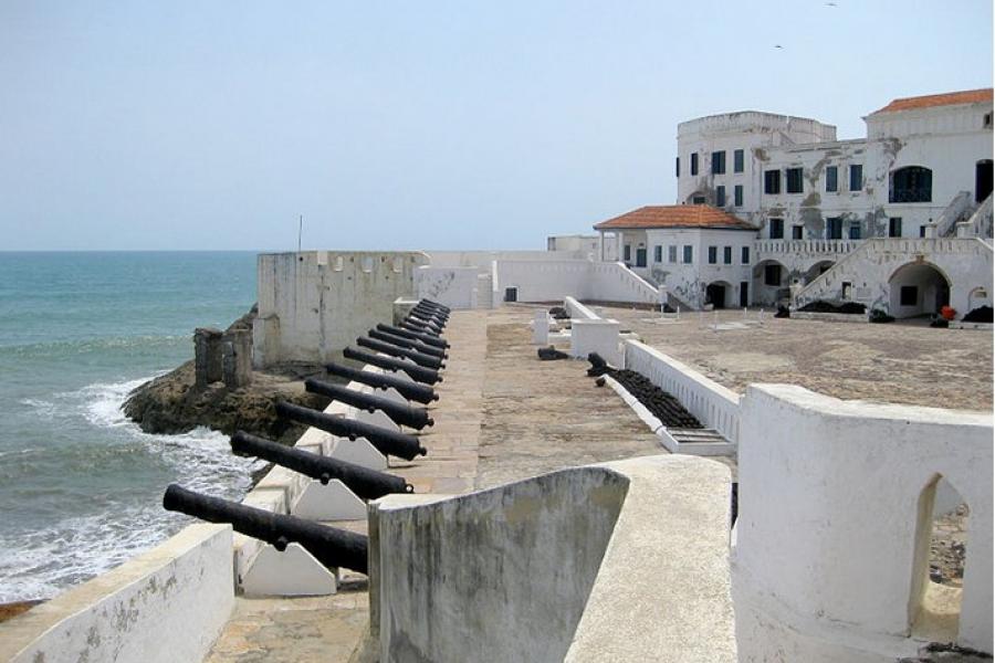 Cannons facing the ocean, Cape Coast Castle