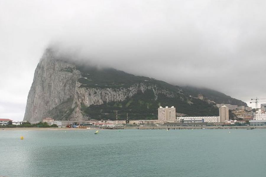 Looking across the waters to the Great Siege Tunnels, Gibraltar