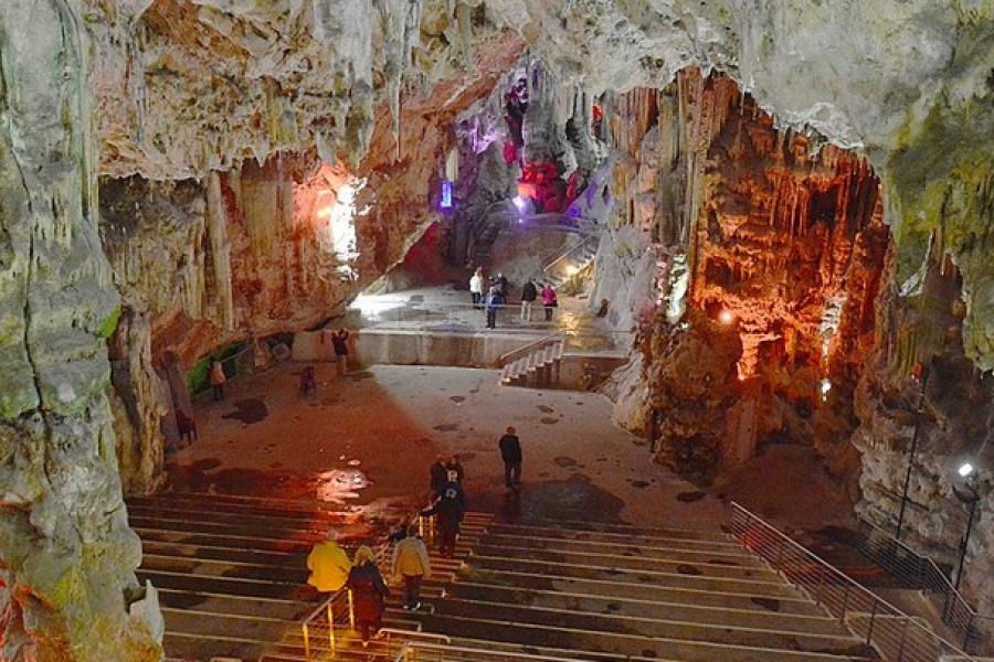 Visitors inside the St. Michael's Cave, Gibraltar