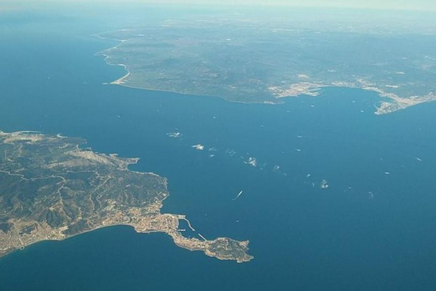 Aerial view of the Strait of Gibraltar