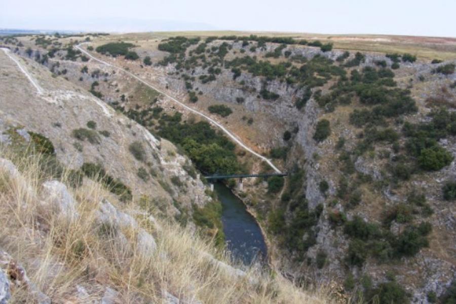 Aggitis Canyon with footbridge, Greece