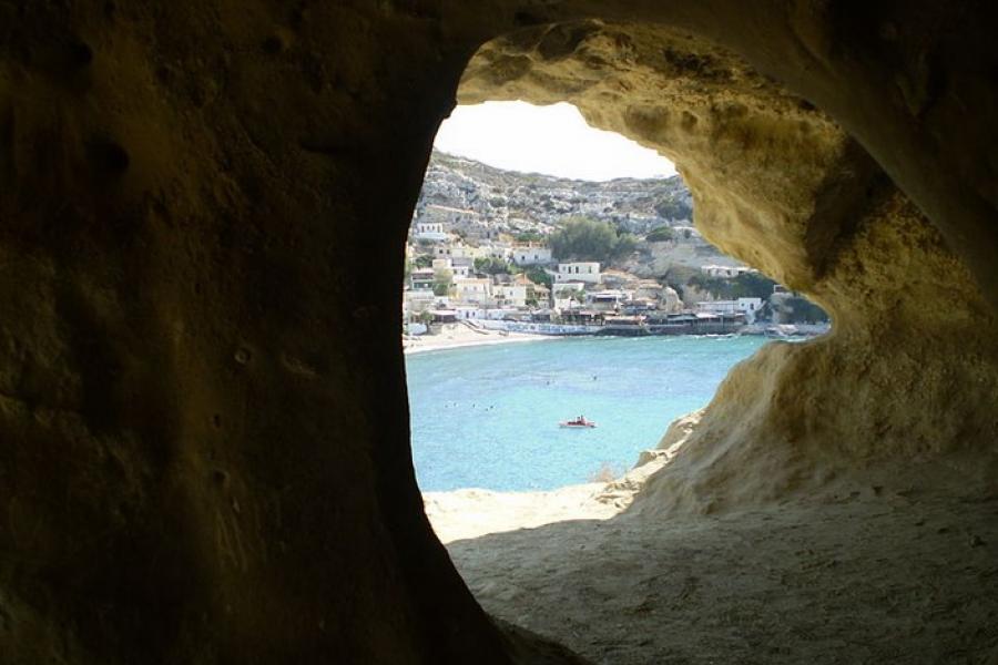 View from the Matala Caves to the town, Greece